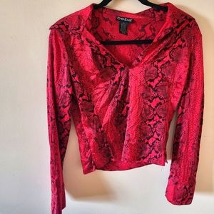 Bebe silk red snakeskin blouse
